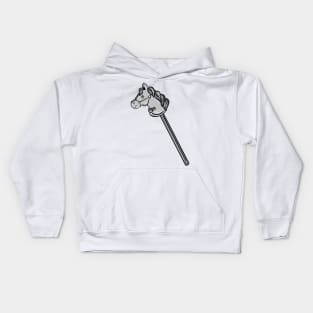 Black And White Horse Stick Kids Hoodie